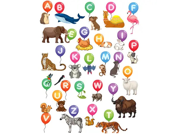 Set stickere educative model alfabet animalute cu baloane X