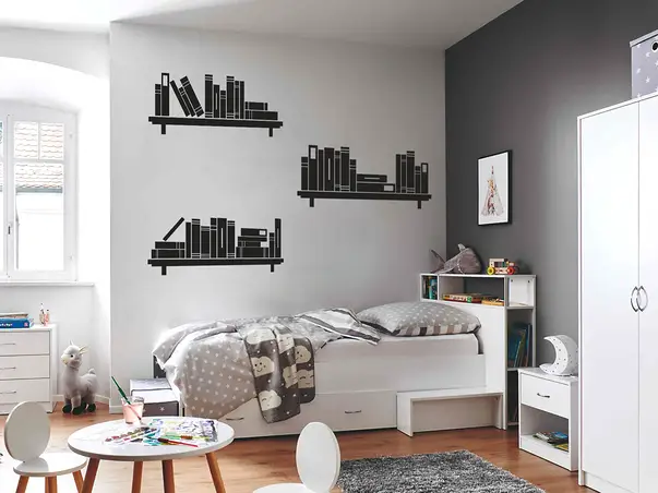 Set stickere tip rafturi cu carti pentru camera copiilor racleta inclusa s2