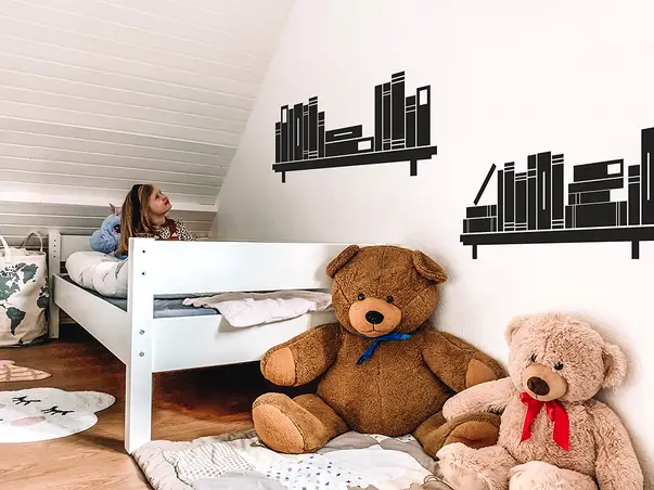 Set stickere tip rafturi cu carti pentru camera copiilor racleta inclusa s3