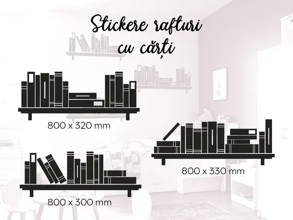 Set stickere tip rafturi cu carti pentru camera copiilor racleta inclusa s4