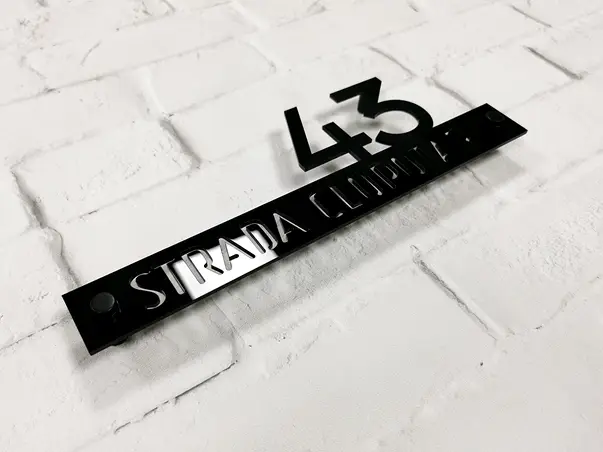 Simulare placuta adresa acril negru onyx 2