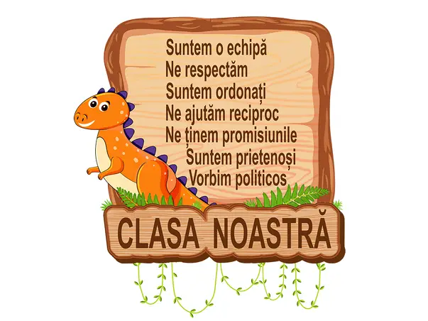Sticker educativ pentru copii model clasa noastra dinozaur 5b