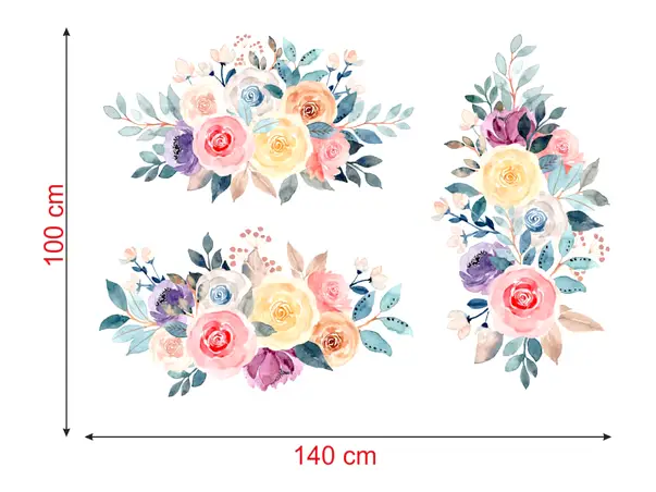Sticker model floral watercolor pentru perete model flow02