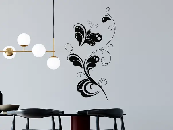 Sticker perete model floral cu fluture 1