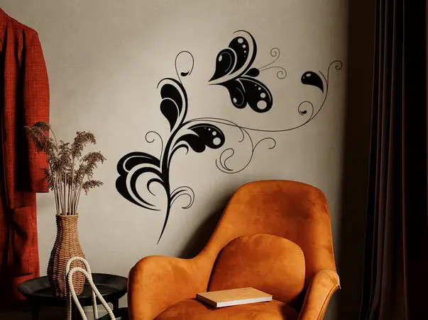 Sticker perete model floral cu fluture 3