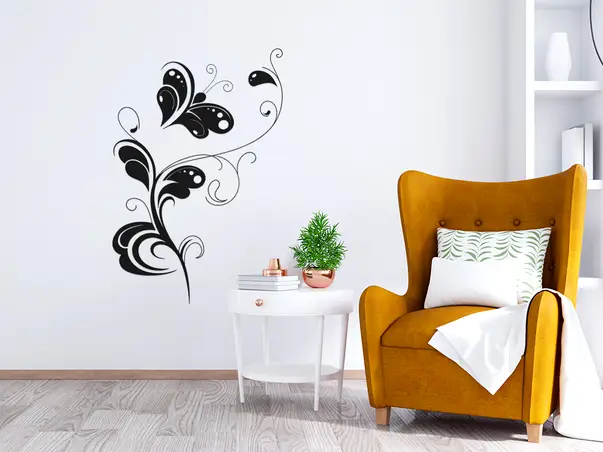Sticker perete model floral cu fluture 4