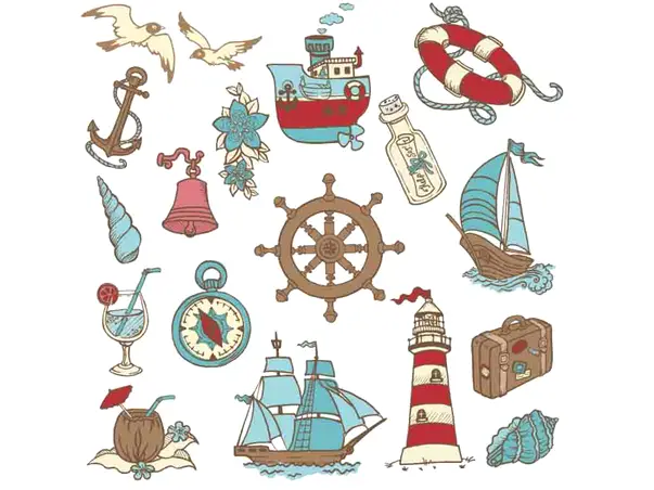 Stickere elemente marine vintage plansa