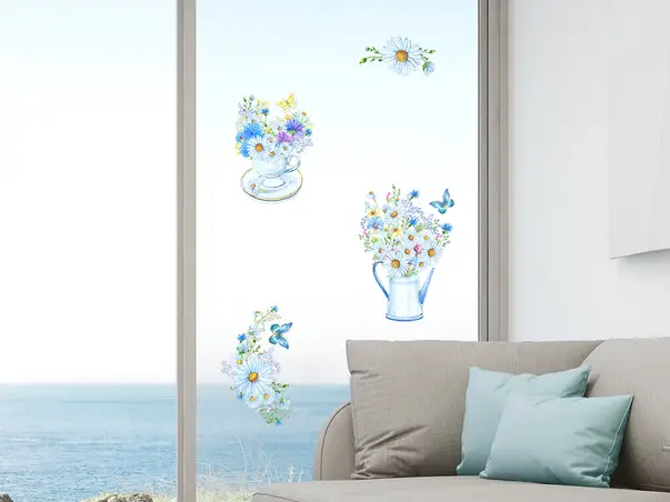 Stickere geam model floral ceainic 2