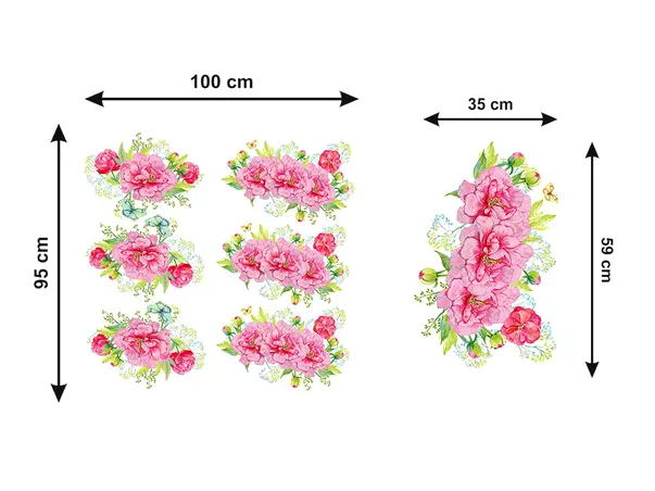 Stickere geam model floral roz verde 5