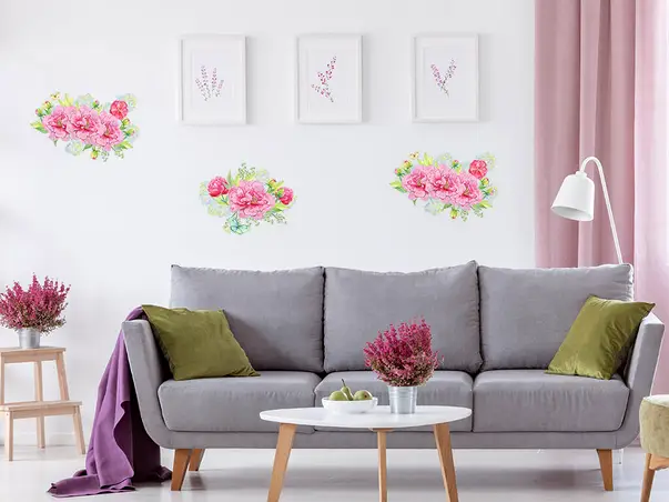 Stickere geam model floral roz verde 6