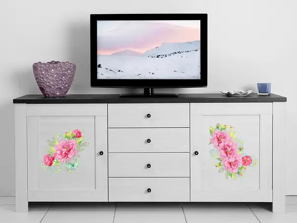 Stickere geam model floral roz verde 7