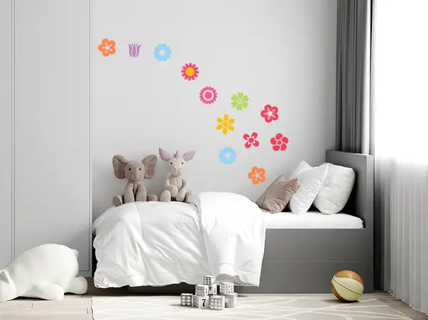 Stickere perete model flori colorate pentru copii 3