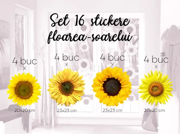 Stickere set 16 bucati floarea soarelui simulare