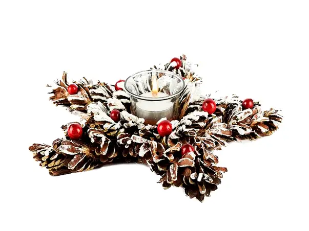 aranjament floral cu lumanare red berry