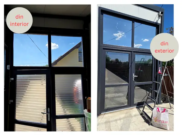aspect geam din interior si exterior
