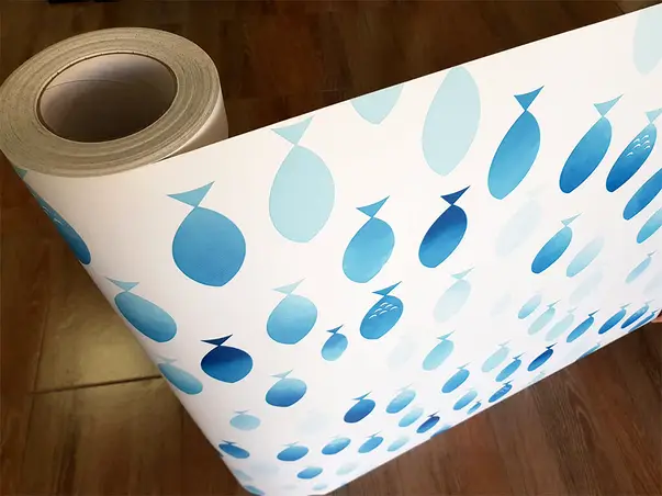 autocolant alb cu imprimeu albastru azuleo