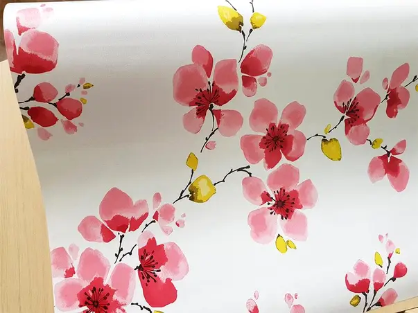 autocolant alb cu model floral rosu