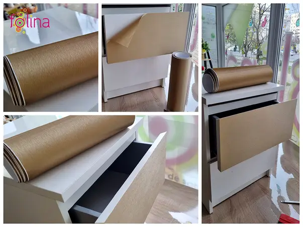 autocolant bej auriu metalic brushed