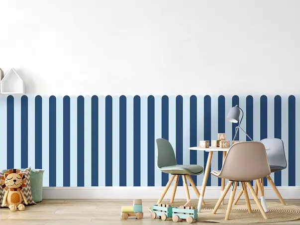 autocolant de perete in doua culori pentru camera copiilor model dungi albastre folina s03