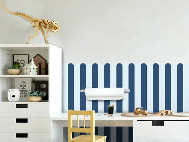 autocolant de perete in doua culori pentru camera copiilor model dungi albastre folina s04