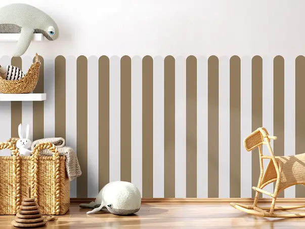 autocolant de perete in doua culori pentru camera copiilor model dungi maro bej folina s00