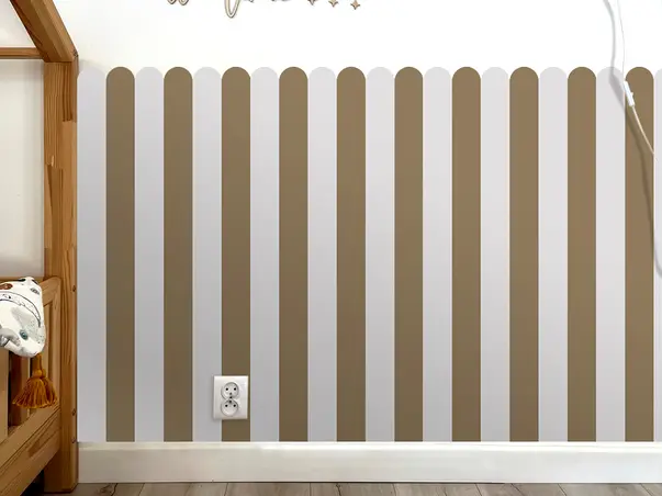autocolant de perete in doua culori pentru camera copiilor model dungi maro bej folina s02