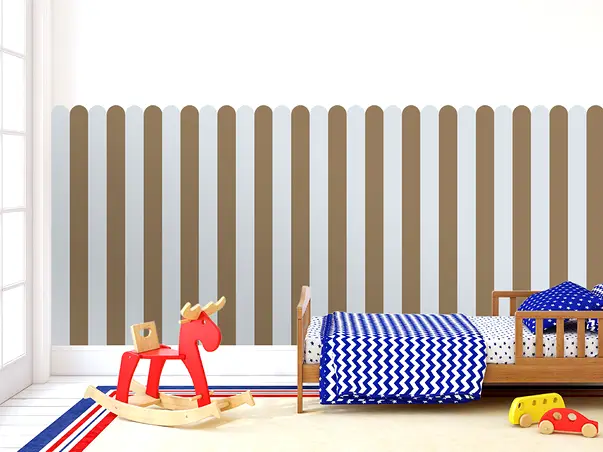 autocolant de perete in doua culori pentru camera copiilor model dungi maro bej folina s04