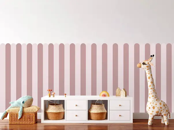 autocolant de perete in doua culori pentru camera copiilor model dungi roz folina s00