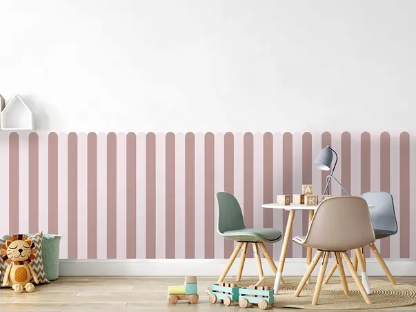 autocolant de perete in doua culori pentru camera copiilor model dungi roz folina s02