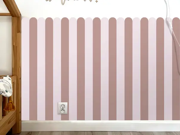 autocolant de perete in doua culori pentru camera copiilor model dungi roz folina s03