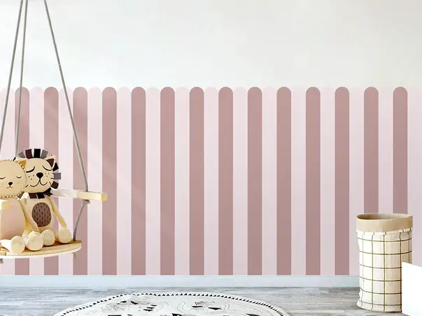 autocolant de perete in doua culori pentru camera copiilor model dungi roz folina s04