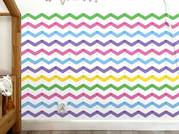 autocolant de perete multicolor pentru camera copiilor model zig zag folina s02
