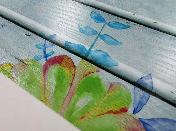 autocolant decorativ lemn cu flori vintage