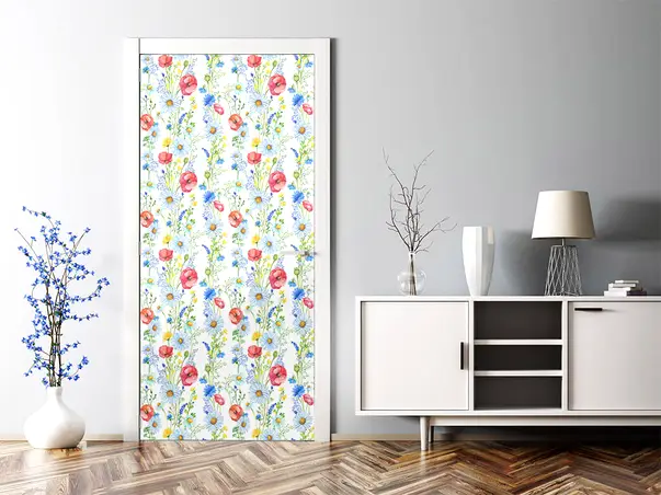 autocolant decorativ mobila model floral alb 6