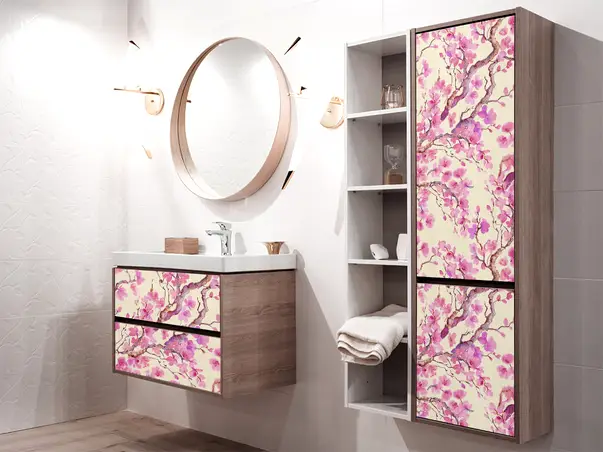 autocolant decorativ mobila model floral oriental roz 1