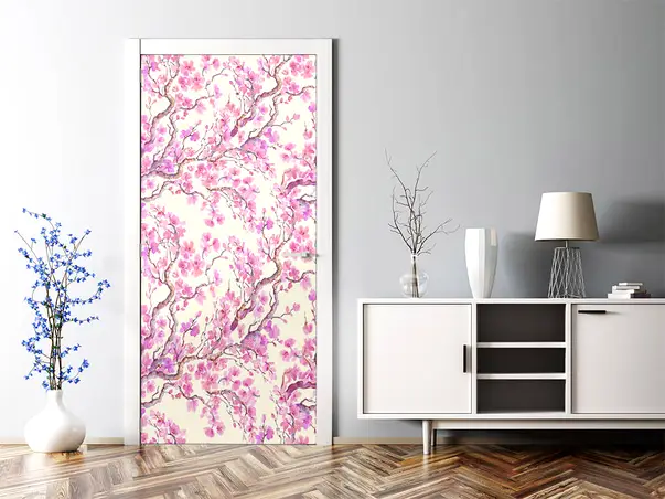 autocolant decorativ mobila model floral oriental roz 4