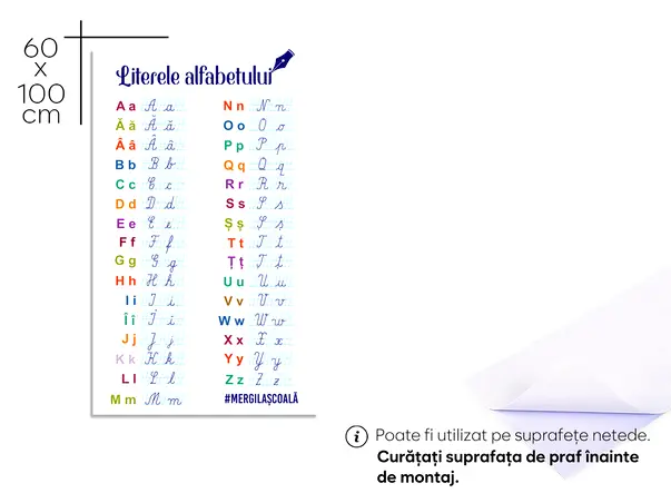 autocolant educativ cu literele alfabetului folina vld14 rola racleta s01