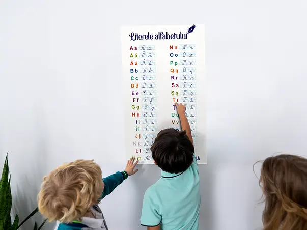 autocolant educativ cu literele alfabetului folina vld14 rola racleta s02