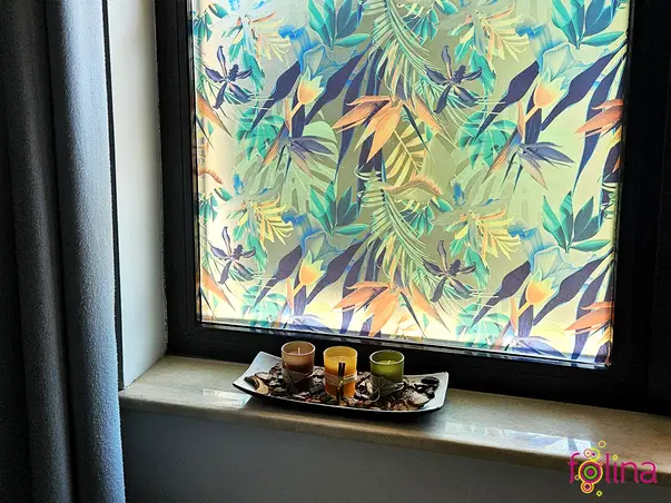 autocolant geam cu model plante exotice folina