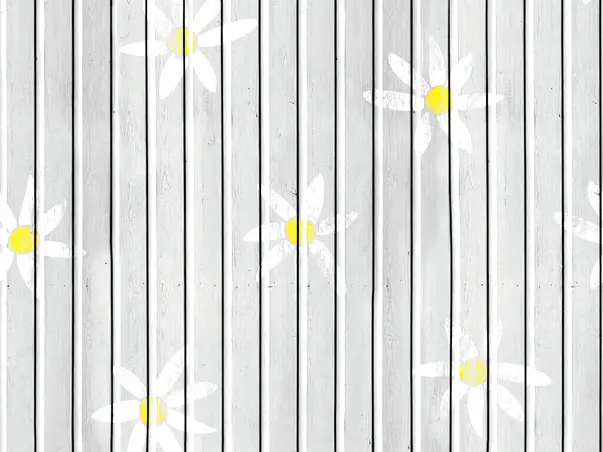 autocolant lemn gri cu flori margarete