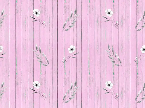 autocolant lemn roz cu flori