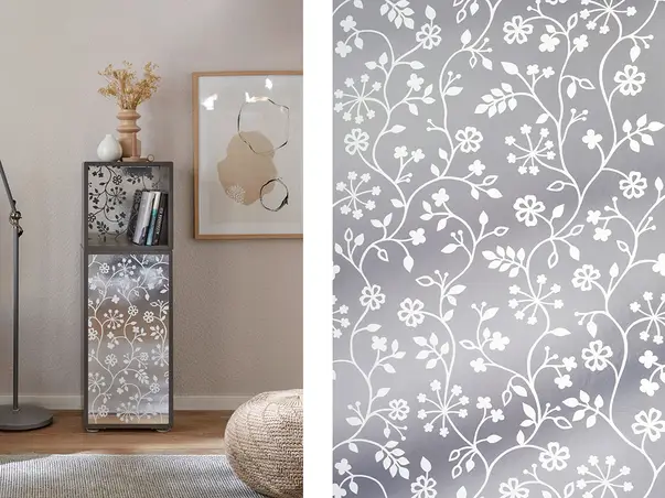 autocolant mobila argintiu floral