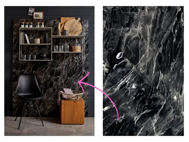 autocolant mobila bucatarie marmura gri inchis