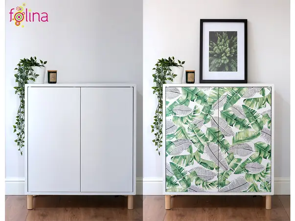 autocolant mobila cu frunze verzi