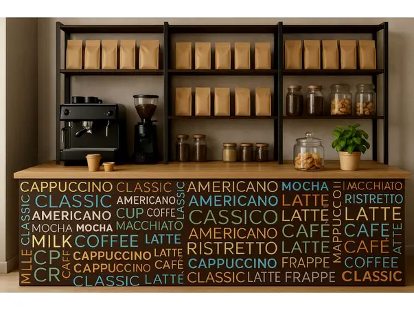 autocolant mobila cu model cafea