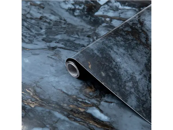 autocolant mobila imitatie marmura gri albastrui cu insertii aurii Romeo Gold dc fix