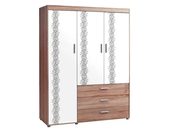 autocolant mobila lemn alb cu bordura decorativa gri