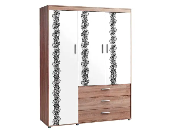 autocolant mobila lemn alb cu bordura decorativa neagra