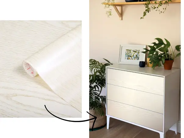 autocolant mobila lemn alb sidefat