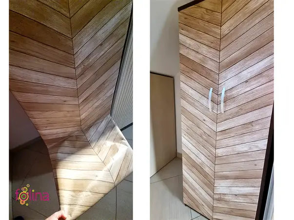 autocolant mobila lemn bej chevron